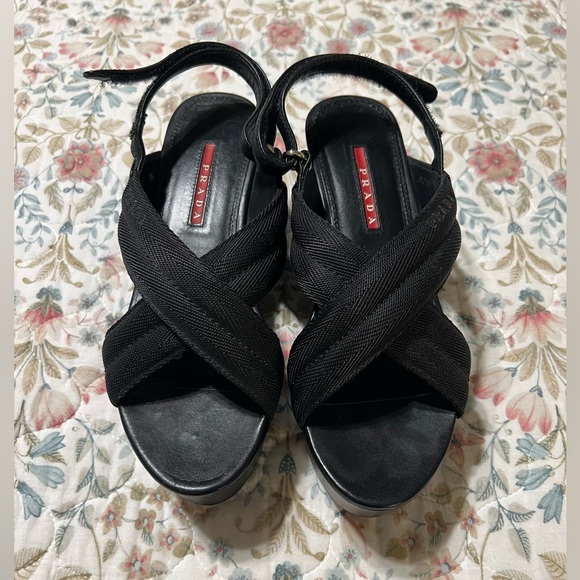 VINTAGE PRADA PLATFORM SANDALS 6 US / 36 EU - Picture 1 of 12